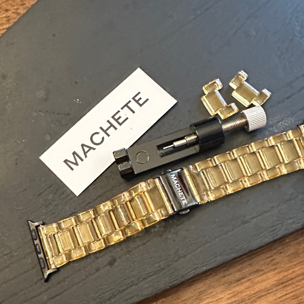 Machete iwatch band. Peachy clear acrylic with dark silver hardware